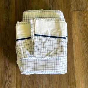 NWOT Nautica Home Queen Sheets Set Cotton Percale Navy Blue and White